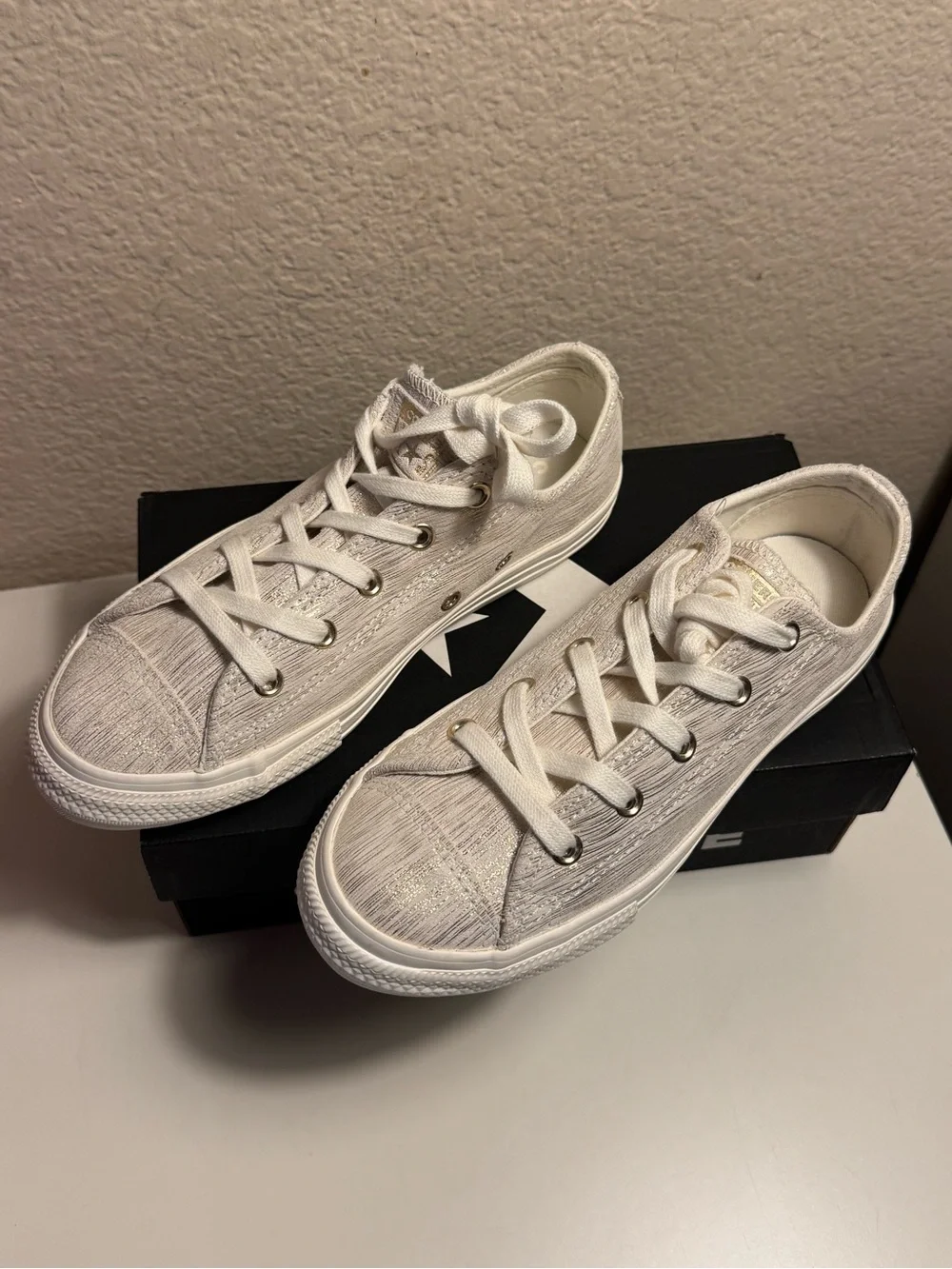 Converse Chuck Taylor All Star OX Egret Metallic Youth 3 363092C New in box